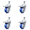 Service Caster 4 Inch Blue Polyurethane Swivel 12mm Stem Caster Set with Total Lock Brake SCC-TSTTL20S414-PPUB-BLUE-M1215-4 - alternate 1